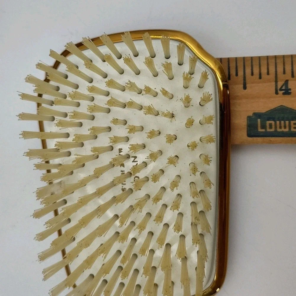 VTG Mirror Hairbrush Comb Handler FLORAL DESIGN Vanity Antq Goldtoned B507SA3572